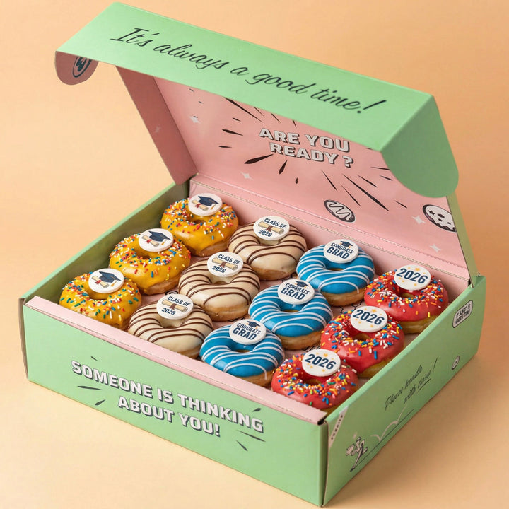 Graduation vegan mini doughnut gift box