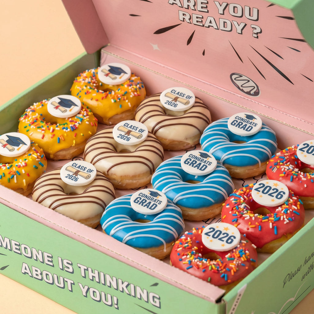 Graduation vegan mini doughnut gift box