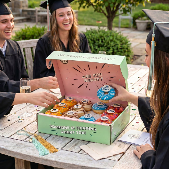 Graduation vegan mini doughnut gift box