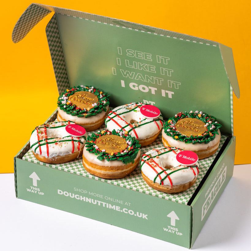 Corporate "Merry Christmas" doughnut gift box with logo