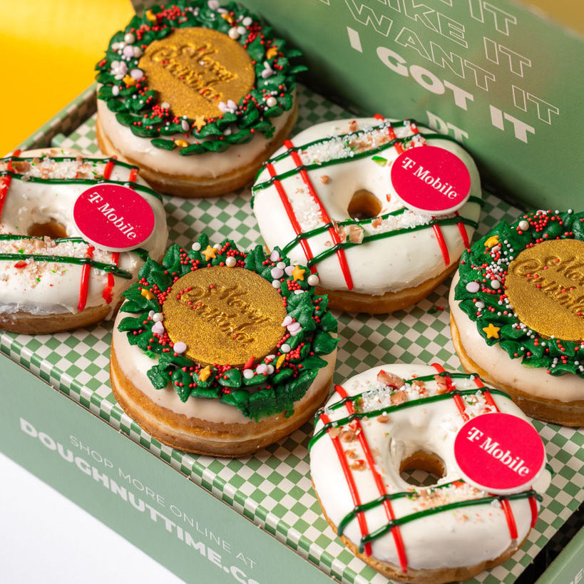 Corporate "Merry Christmas" doughnut gift box with logo
