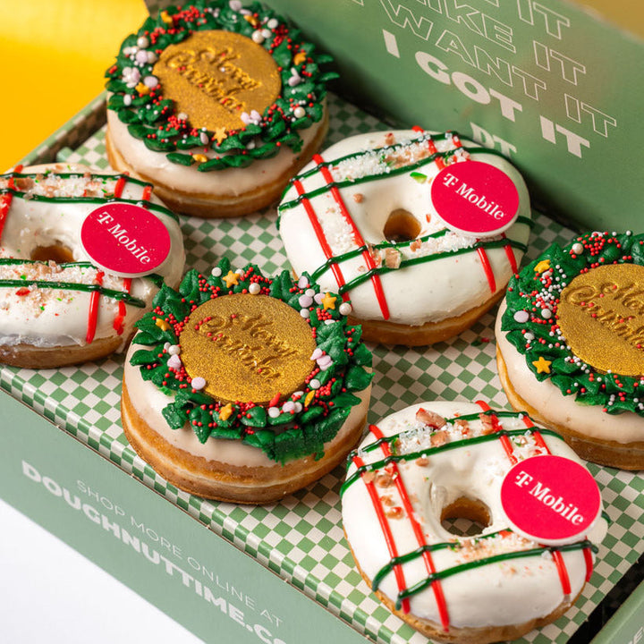 Corporate "Merry Christmas" doughnut gift box with logo
