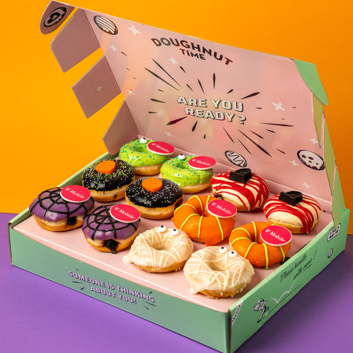 "Corporate Halloween" vegan mini doughnut gift box