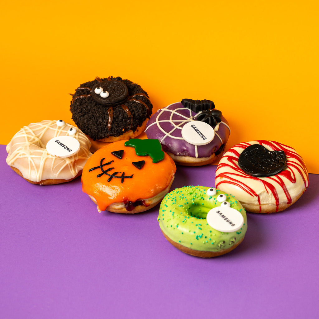 "Corporate Halloween" vegan doughnut gift box with logo