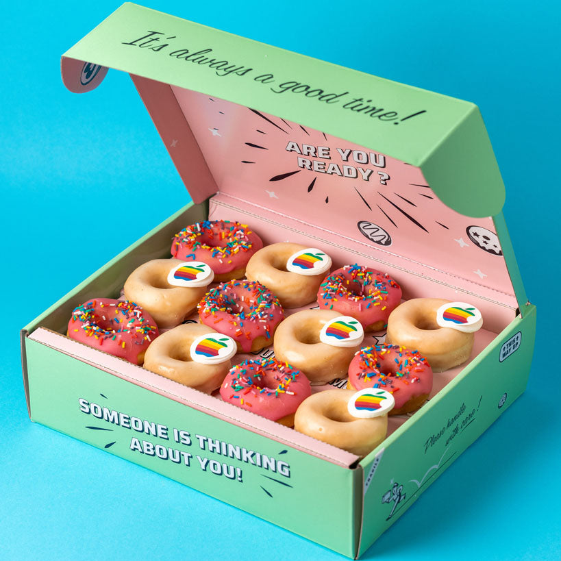Custom Brandbox XL - 60 Mini-Donuts mit Logo und Firmenfarben