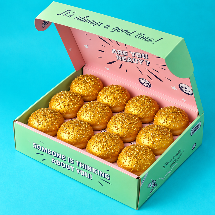 Custom brandbox XL – 60 mini doughnuts with logo