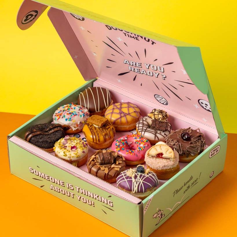 "DT Deluxe Dozen" mini donut gift box