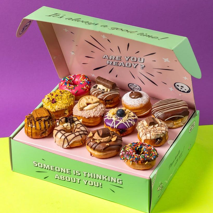 "DT Deluxe Dozen" mini doughnut gift box