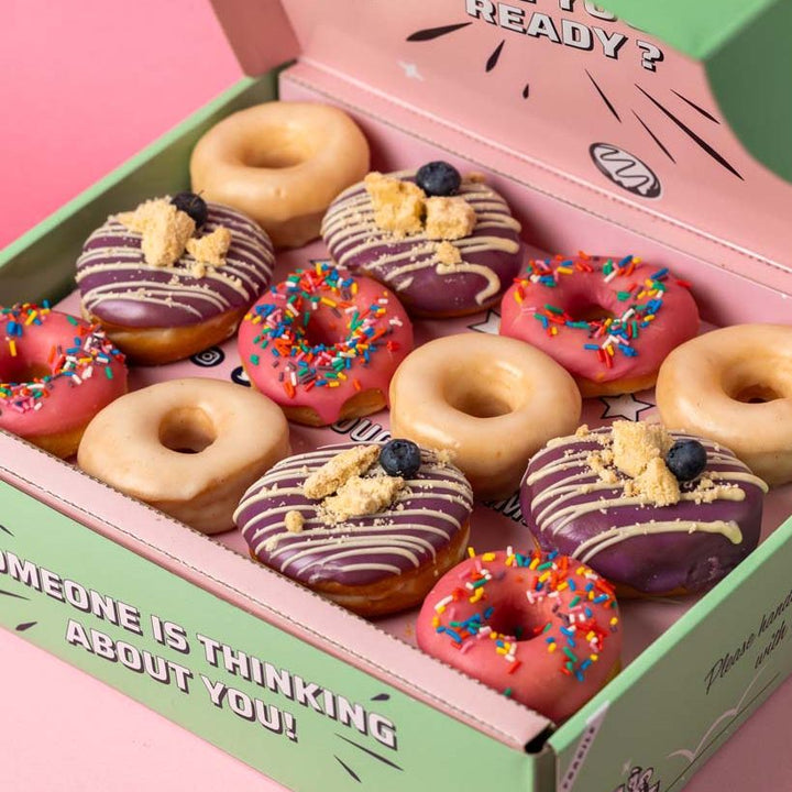 "Party box XL" vegan mini doughnut party box – 60 mini doughnuts